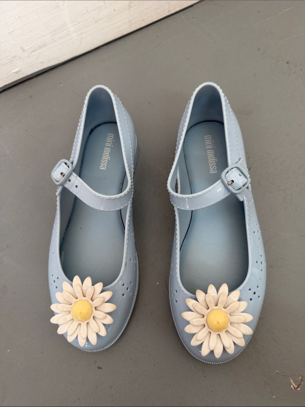 Mini Melissa Light Blue Mary Janes with Daisy Accent